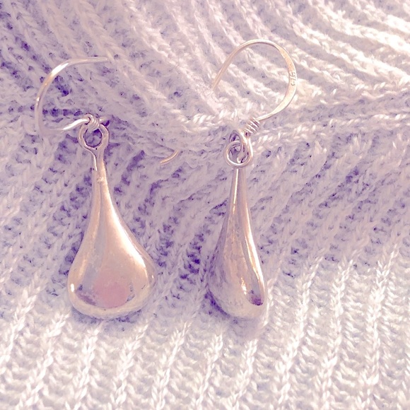 Vintage Sterling Silver Teardrop Earrings - Picture 3 of 5
